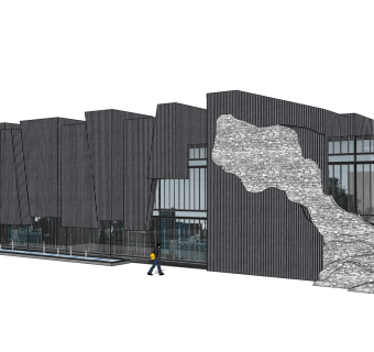 现代售楼处建筑方案草图大师模型，售楼部建筑sketchup模型免费下载