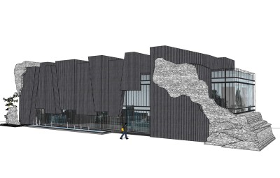 现代售楼处建筑方案草图大师模型，售楼部建筑sketchup模型免费下载