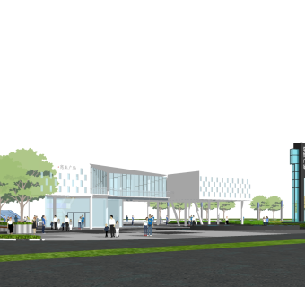 现代办公楼草图大师模型，办公楼sketchup模型下载