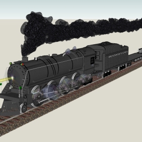 工业风蒸汽火车头草图大师模型，火车头sketchup模型