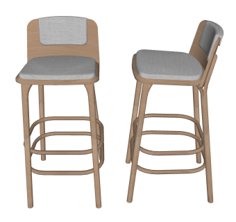 现代固定吧椅su模型，椅子草图大师模型下载