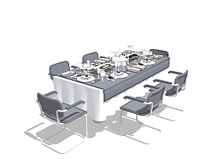 现代餐桌<em>椅su模型</em>，现代餐桌椅sketchup模型下载