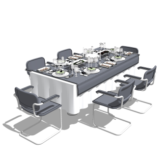 现代餐桌椅su模型，现代餐桌椅sketchup模型下载