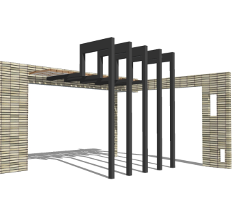 现代简约廊架草图大师模型，廊架sketchup模型下载