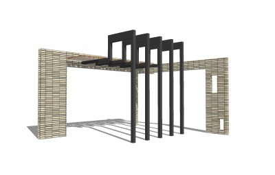 现代简约廊架草图大师模型，廊架sketchup模型下载