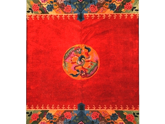 中式布艺地毯草图大师模型，地毯su模型下载