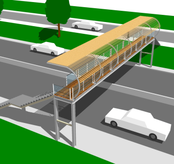 现代人行天桥草图大师模型，人行天桥sketchup模型免费下载