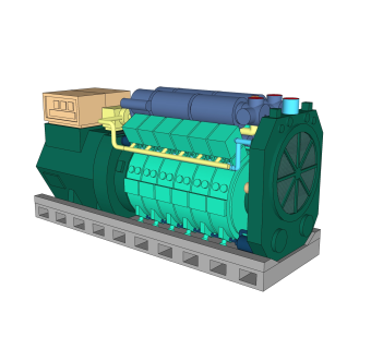 现代柴油发电机草图大师模型，柴油发电机sketchup模型下载