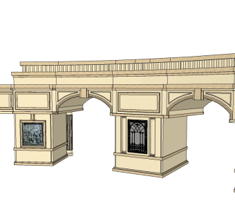 欧式入口大门sketchup模型下载，入口大门skb模型分享