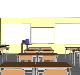 现代教室草图大师模型，SU免费下载