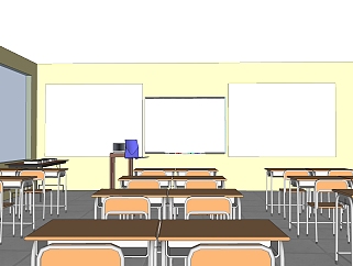 现代教室草图大师模型，SU免费下载
