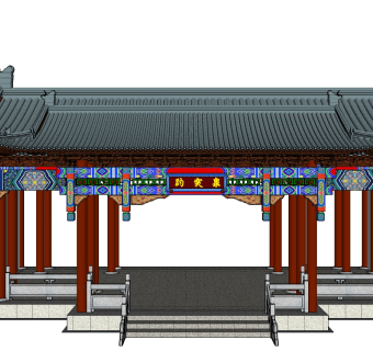 中式建筑趵突泉南门草图大师模型下载、中式建筑趵突泉南门su模型下载