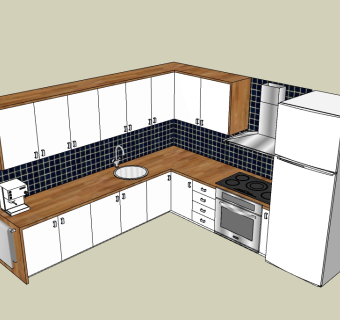 橱柜sketchup模型，厨房柜草图大师模型下载