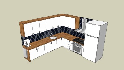 橱柜sketchup模型，厨房柜草图大师模型下载