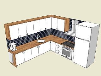 <em>橱柜</em>sketchup模型，厨房柜草图大师模型下载