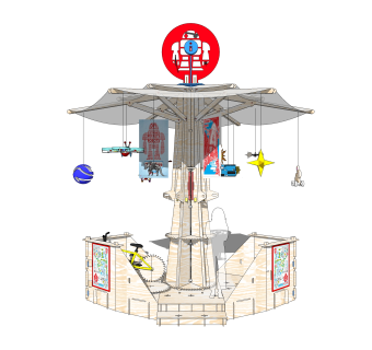 现代游乐设施草图大师模型，游乐设施sketchup模型下载