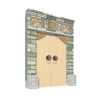 中式门头草图大师模型，门头sketchup模型免费下载