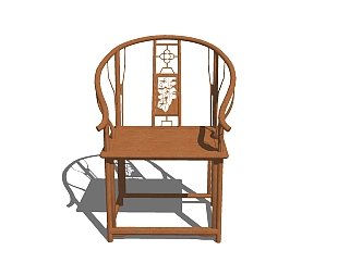 新中式精品单椅SU模型，单椅sketchup模型下载