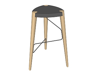 现代实木吧椅sketchup模型，<em>椅子</em>草图大师模型下载