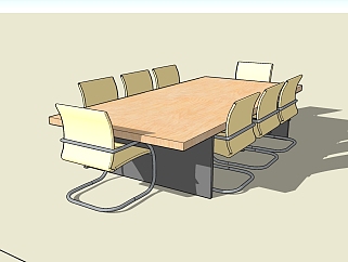会议桌草图大师模型，会议桌sketchup模型下载
