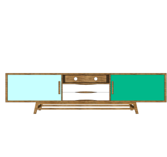 北欧电视柜sketchup模型，电视柜草图大师模型下载