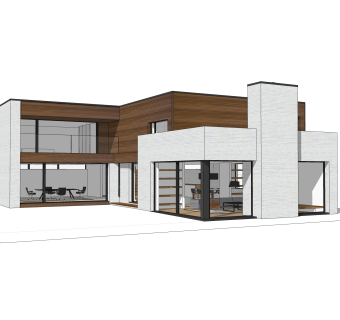 现代独栋别墅草图大师模型下载，别墅外观sketchup模型分享