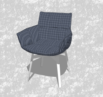 现代蓝色布艺创意小座椅su模型，休闲椅草图大师模型下载