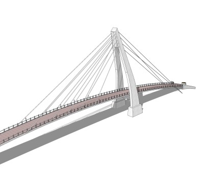 斜拉桥草图大师模型下载，斜拉桥sketchup模型分享
