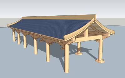 中式廊架草图大师模型，廊架sketchup模型下载