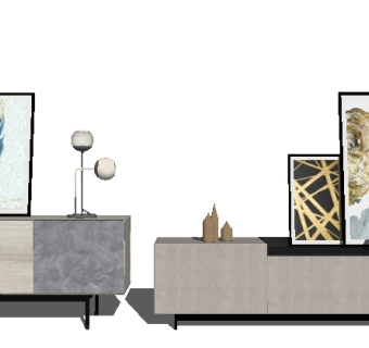 现代电视柜组合草图大师模型，电视柜sketchup模型下载