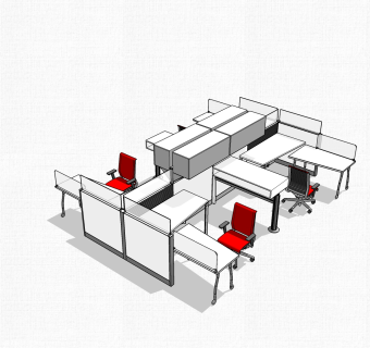办公桌草图大师模型，办工桌sketchup模型，办工桌su素材下载