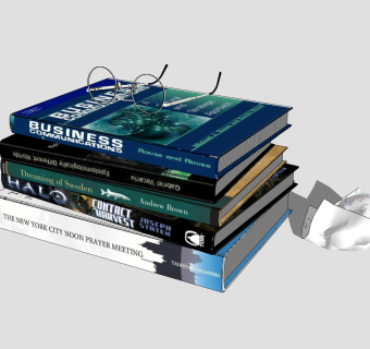  现代书籍草图大师模型，书籍SU模型下载