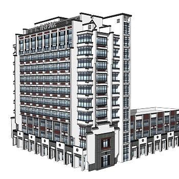 新中式徽派建筑草图大师模型，古建民俗sketchup模型免费下载