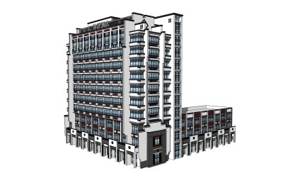 新中式徽派建筑草图大师模型，古建民俗sketchup模型免费下载