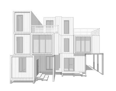 现代集装箱改造房草图大师模型，改造房sketchup模型下载
