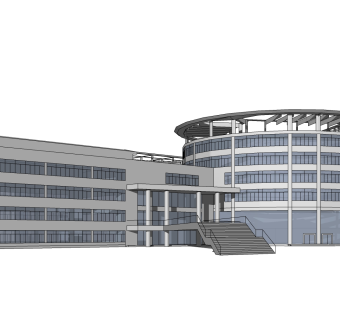 现代办公楼草图大师模型，办公楼sketchup模型免费下载