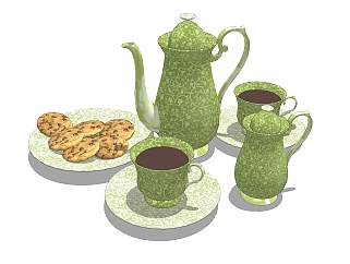 欧式茶具<em>点心</em>草图大师模型，茶具sketchup模型下载