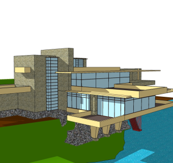 弗兰克·劳埃德·赖特流水别墅草图大师模型下载