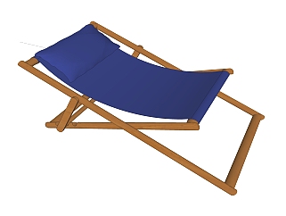 现代躺椅草图大师模型，折叠蓝色躺椅su模型下载