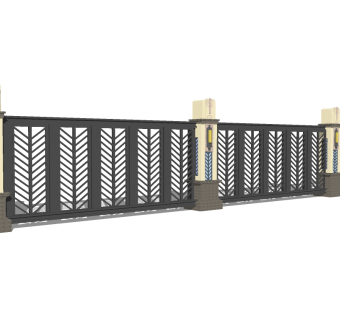 欧式景观墙围墙草图大师模型，景观墙围墙sketchup模型下载