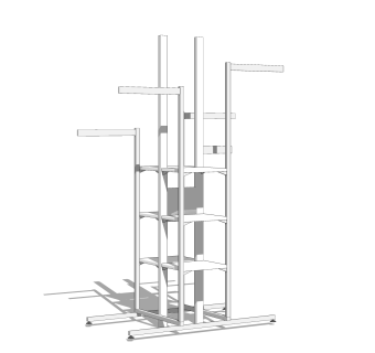 现代落地挂衣架草图大师模型,服装店衣架su模型下载
