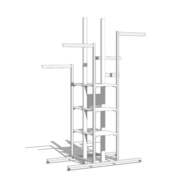 现代落地挂衣架草图大师模型,服装店衣架su模型下载