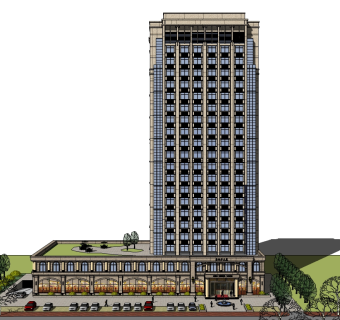 高层酒店草图大师模型下载、高层酒店su模型下载