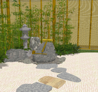 新中式景观石头草图大师模型，景观石头sketchup模型下载