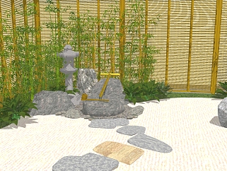 新中式景观石头草图大师模型，景观石头sketchup模型下载