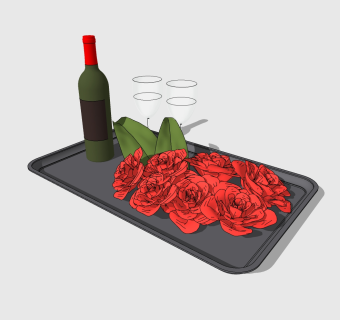  现代红酒草图大师模型，红酒sketchup模型下载