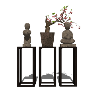 中式花架装饰架草图大师模型，花架装饰架 sketchup模型下载