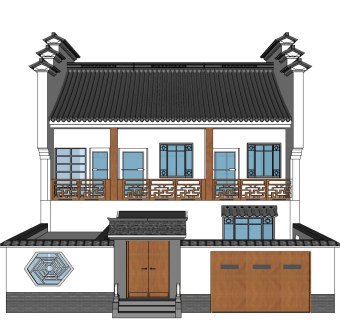 中式别墅su模型下载、中式别墅草图大师模型下载