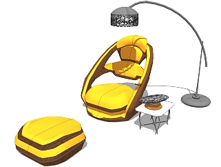 现代躺椅su模型，椅子草图大师模型下载
