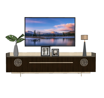 现代电视柜花瓶摆件草图大师模型，电视柜摆件sketchup模型